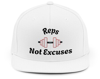 Cappello snapback Reps Not Excuses / Cappello fitness con manubri