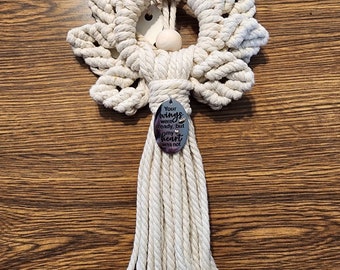 Beautiful Macrame Angel,  Memorial with pendant, Guardian Angel, decor, funeral
