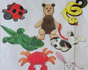 Vintage Simplicity Bean Bag Animal Sewing Pattern 8091 Scanned Digital PDF File Download