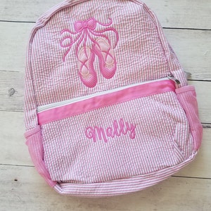 Ballettschuh Seersucker Rucksack - Tanztasche - Seersucker Tanztasche - Personalisierter Tanzbeutel - Monogramm Tanztasche
