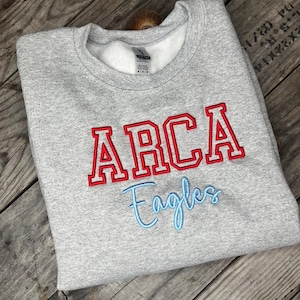 Mascot Puff Embroidered Sweatshirt - Team Puff Embroidered Sweatshirt - Custom Embroidered Team Sweatshirt - Puff Mascot Sweatshirt