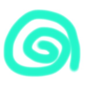 Op de afbeelding: Een turquoiseblauw spiraalontwerp, dat lijkt op een werveling of een vortex.
