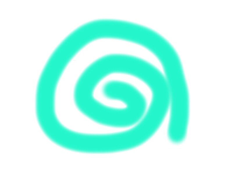 Op de afbeelding: Een turquoiseblauw spiraalontwerp, dat lijkt op een werveling of een vortex.