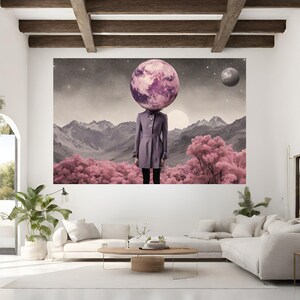 Moon Phase Wall Art Print Celestial Moon Phase Digital Wall Art Surrealism Download Gift for Her