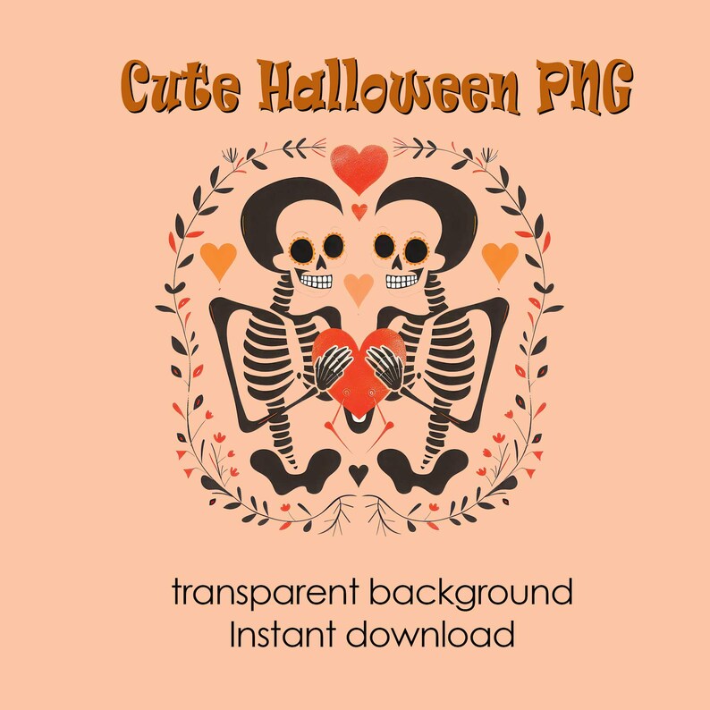 Halloween Skeleton Love PNG Bundle - Romantic Halloween & Valentine's Art Clipart Set
