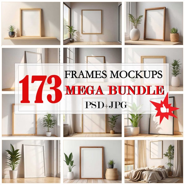 Mega Bundle Set - Frame Mockup Bundle of 173 Gallery Wall Art Frame Mockups • PSD & JPG Easy to Use Bundle Frame Mockup • Instant Download