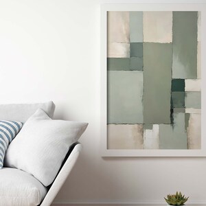 Abstract Minimalist 3 Piece Wall Art Extra Large Triptych Sage Green ...