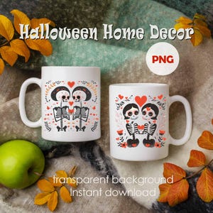 Halloween Skeleton Love PNG Bundle - Romantic Halloween & Valentine's Art Clipart Set