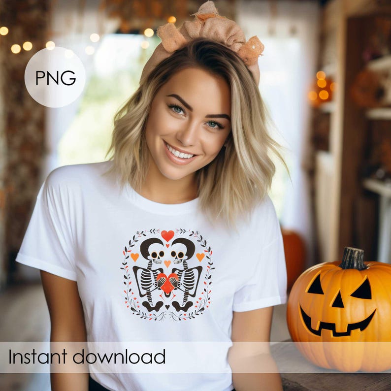Halloween Skeleton Love PNG Bundle - Romantic Halloween & Valentine's Art Clipart Set