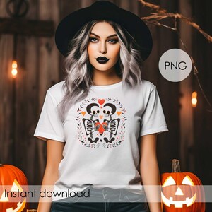 Halloween Skeleton Love PNG Bundle - Romantic Halloween & Valentine's Art Clipart Set
