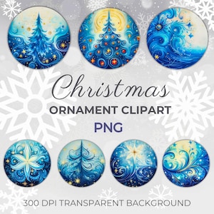 Christmas Ornament PNG Set: Round Sublimation Designs (Digital Download 8x8in