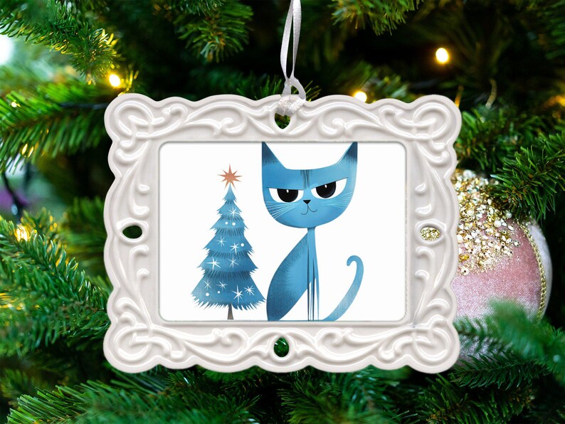 Christmas Art PNG, Atomic Cat With a Christmas Tree, Cat Lover