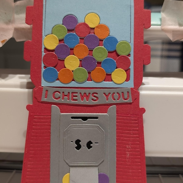 Old School Bubble Gum Machine Craft Die Cut, Retro Candy Dispenser Accent