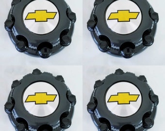 Set of 4 center caps for select chevy truck van 8 lugs black 16' wheel covers brand new
