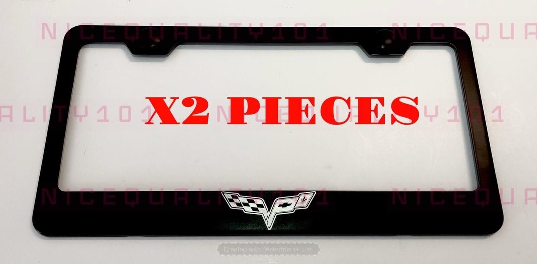 Laser Engraved Stainless Steel License Plate Frame - Corvette Design