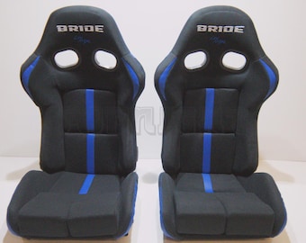 Bride Style Cloth Blue Cushion Seats Reclinable 2 US Stradia Lowmax Reims Japan JDM SEAT Bucket Racing + Rails & Sliders ups Ground New Gen