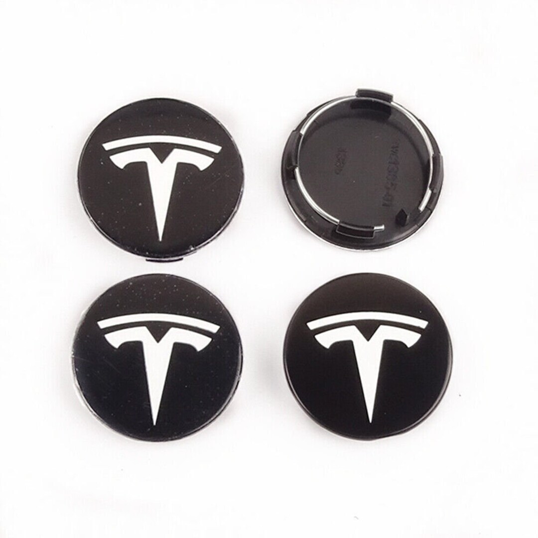 4x Fits for Tesla Model 3 S Model X Y White T Symbol Black Car Wheel