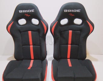 Bride Style Cloth Black Cushion Seats Reclinable 2 US Stradia Lowmax Reims Japan JDM SEAT Bucket Racing + Rails & Sliders ups Ground New Gen