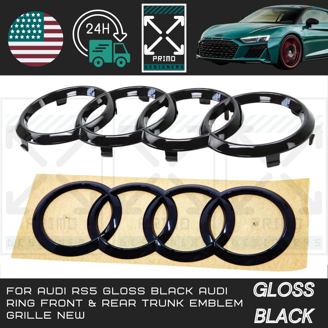 Small Audi Rings For Audi Rs5 Gloss Black Audi Ring Front & Rear Trunk Emblem Grille New ...