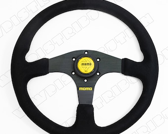 Universal 350mm racing steering wheel with suede leather arrow horn for momo hub