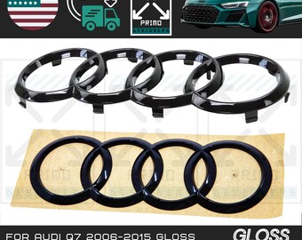 For audi q7 2006-2015 gloss black audi ring front & rear trunk emblem grille new rings logo badge kit