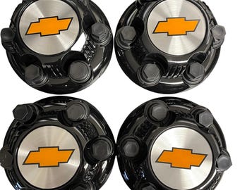 Set of 4 fits for 2000-2010 chevy1500 truck van 16' 17' 6 lug Black wheel center caps brand new