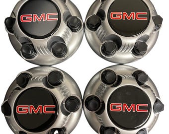 4x piece brushed silver pack fits for 1999-2010 gmc sierra yukon savana 6 lugs 1500 chrome center caps 16' 17' brand new