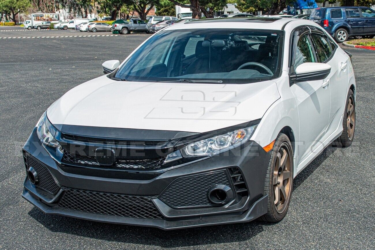 For 16-19 Honda Civic | Type-r Style Front Bumper Grille Trim Lip ...