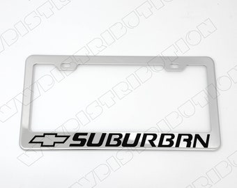 Fits for chevy chevrolet suburban laser engraved bowtie logo chrome stainless steel license plate frame
