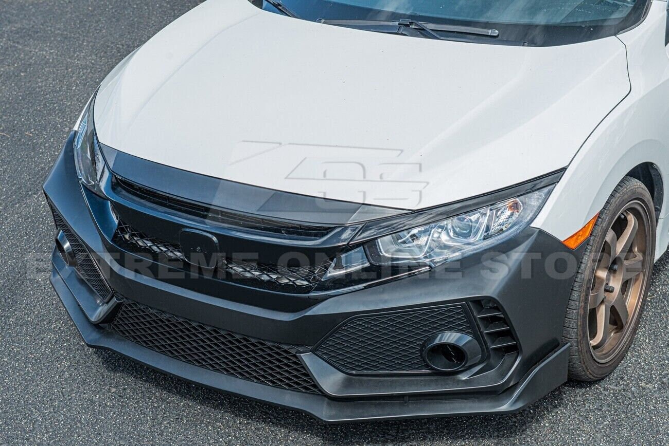For 16-19 Honda Civic | Type-r Style Front Bumper Grille Trim Lip ...