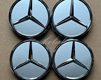 Set of 4 fits for most mercedes benz 75mm silver chrome amg wheel center hub caps rim emblem