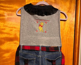 Embroidered recycled denim apron
