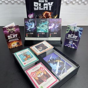 Here to Slay + Expansions Card Organizer Box Insert | Fits Sleeved and Standard Cards | Pivoting Card Holder Bundle