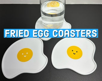 Smiley Fried Egg Coasters with Raised Edge | jojo Collection