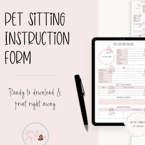 Pet Sitting Instructions | Pet Sitter Printable PDF | Owner Info Template (Dog, Cat, Other) | Daily Care Form Digital Download | US Letter