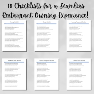 Restaurant Management Checklist Bundle,  Restaurant Owner Dream Package, Restaurant Owner Essentials Download