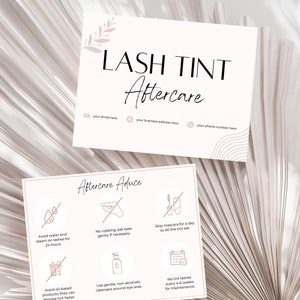 Lash Tint Aftercare Cards - Afdrukbare en aanpasbare zorginstructiesjablonen voor schoonheidsspecialisten, spa's, salons, schoonheidsspecialisten
