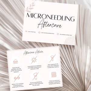 Microneedling Aftercare Cards - Printable & Customizable After Care Instruction Templates for Estheticians, Spas, Salons, Beauty Services
