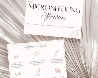 Microneedling Aftercare Cards - Printable & Customizable After Care Instruction Templates for Estheticians, Spas, Salons, Beauty Services