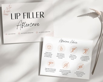 Lip Filler Aftercare Card Template – Printable Esthetician Instructions (Canva Editable)