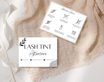 Lash Tint Aftercare Cards - Printable & Customizable Care Instruction Templates for Estheticians, Spas, Salons, Esthetician Beauty Services