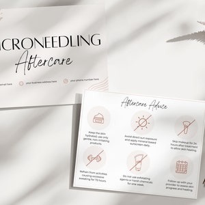 Microneedling Aftercare Cards - Printable & Customizable After Care Instruction Templates for Estheticians, Spas, Salons, Beauty Services