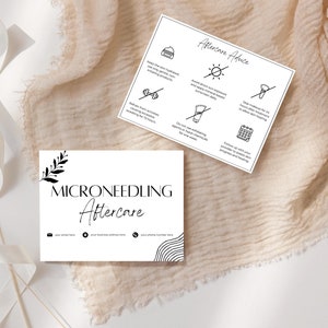 Microneedling Aftercare Cards - Printable & Customizable After Care Instruction Templates for Estheticians, Spas, Salons, Beauty Services