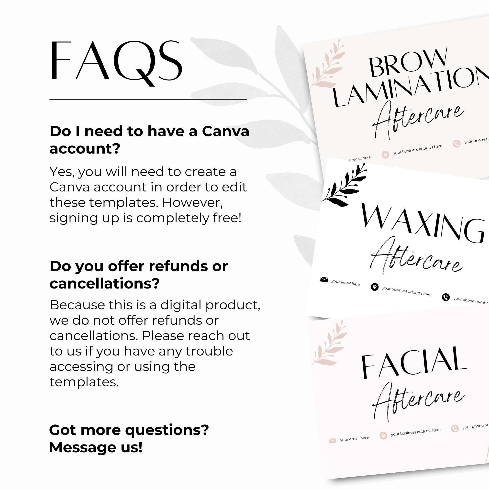 Lash Lift Aftercare Cards Printable &amp; Customizable Care Instruction Templates for Estheticians ...