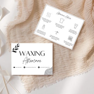 Waxing Aftercare Cards - Printable & Customizable Care Instruction Templates for Estheticians, Spas, Salons, Esthetician Beauty Services