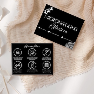 Microneedling Aftercare Cards - Editable Post-Treatment Care Card Templates for Aesthetic Services, Estheticians, Salons, Spa, Dermatologist