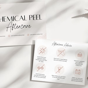 Chemical Peel Aftercare Cards - Printable & Customizable Care Instruction Templates for Estheticians, Spas, Salons, Beauty Services