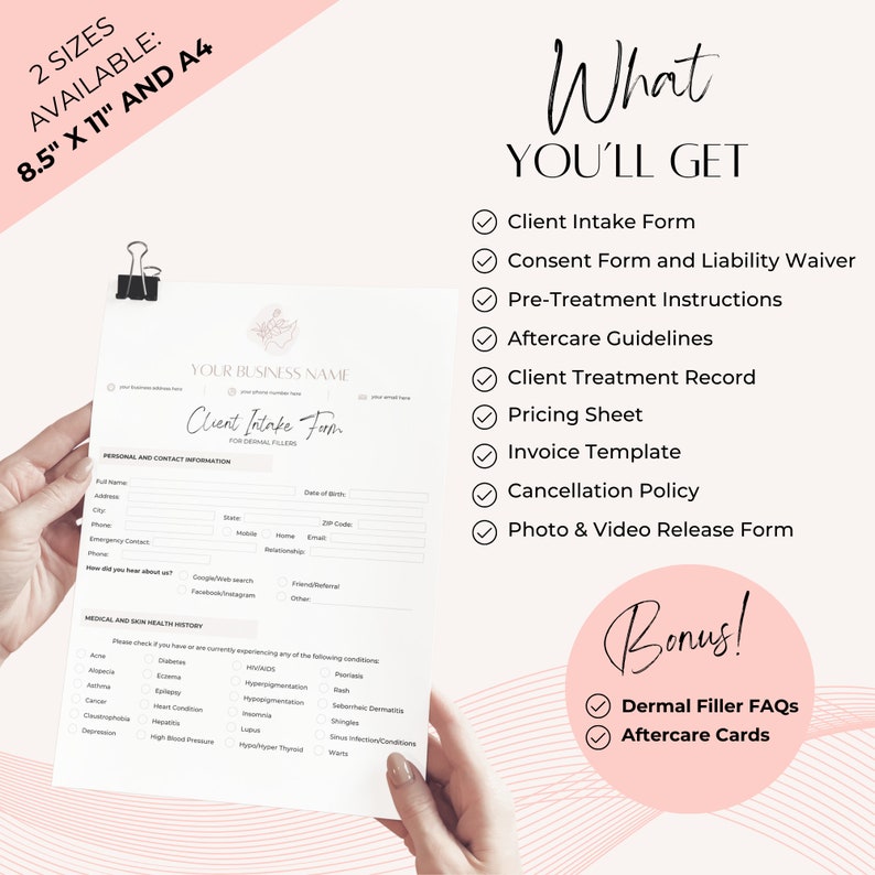 Dermal Filler Forms - Editable Client Intake, Consent, Consultation ...
