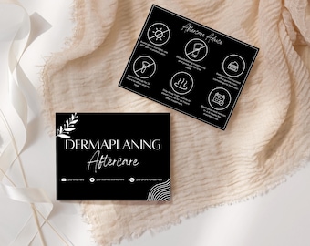 Dermaplaning Aftercare Cards - Editable Post-Treatment Care Card Templates for Aesthetic Services, Estheticians, Salons, Spas, Businesses