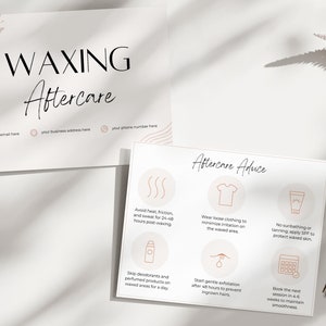Waxing Aftercare Cards - Printable & Customizable Care Instruction Templates for Estheticians, Spas, Salons, Esthetician Beauty Services
